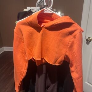 Orange Cropped Hoodie Sweater